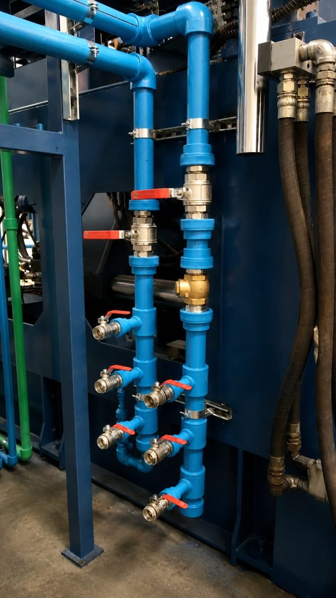 Redes hidráulicas y válvulas de chiller industrial fabricado a medida